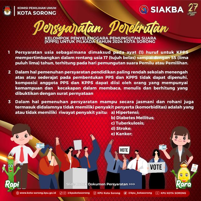 Pengumuman KPU Sorong Slide 3 - Persyaratan Perekrutan KPPS Lanjutan