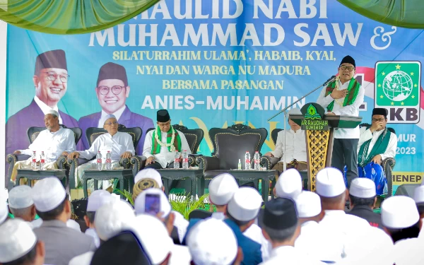 Thumbnail Muhaimin Iskandar saat memberikan sambutan di Pondok Pesantren Ar-raudhah Sumenep (Foto: twitter @cakiminNOW)