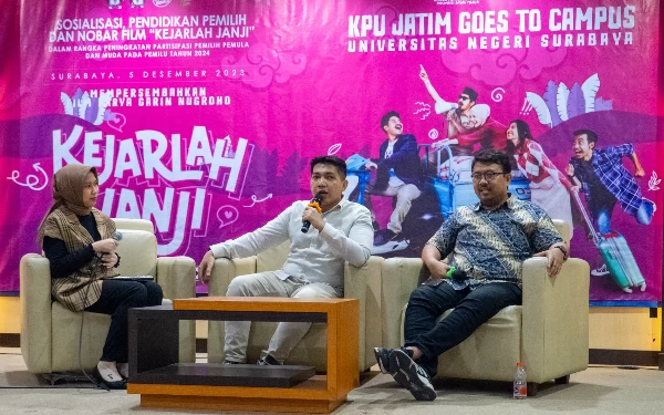 KPU Jatim Gelar Sosialisasi Pemilih Pemula Bareng Nobar Film di Unesa