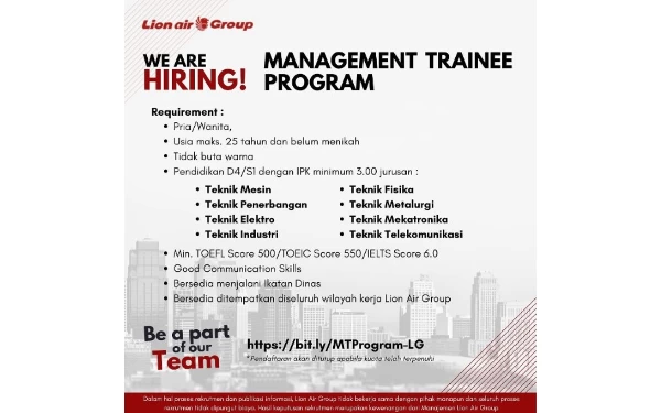 Thumbnail Berita - Lion Air Group Kembali Buka Program Management Trainee!