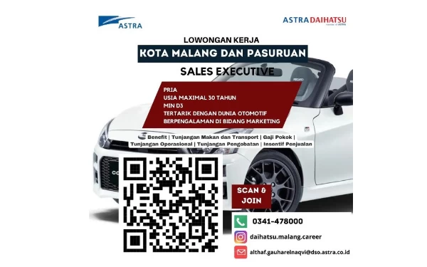 Thumbnail Berita - Astra Daihatsu Buka Posisi Sales Executive, Penempatan Kota Malang dan Pasuruan!