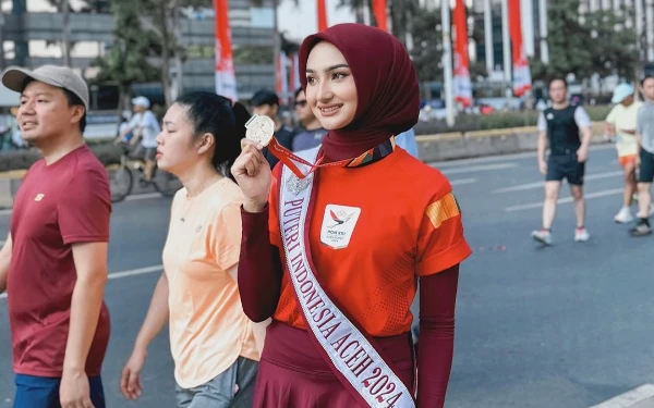 Thumbnail Suci Annisa ikuti acara Fun Run Road to PON Aceh Sumut 2024 (Foto: Suci for Ketik.co.id)