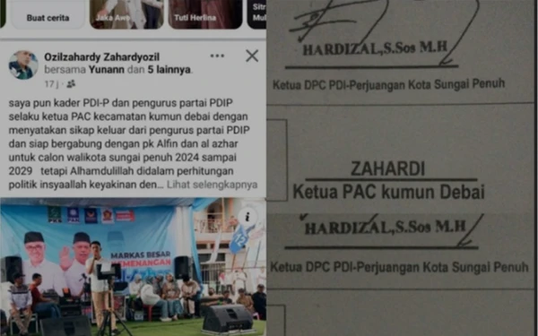 Thumbnail Berita - Demi Menangkan Paslon Al-Azhar di Pilwako Sungai Penuh, Dua Pengurus PAC PDIP Mundur