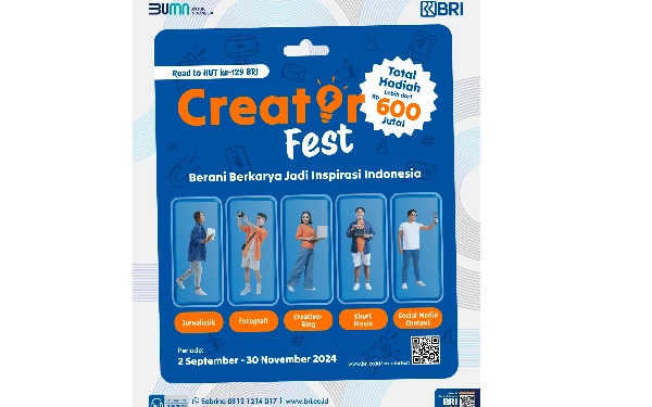 Thumbnail Berita - Ayo Ikuti BRI Creator Fest 2024 Berhadiah Rp 600 Juta, Di Sini Link Daftarnya