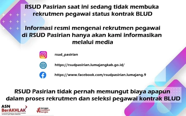 Thumbnail RSUD Pasirian Bantah Ada Rekrutmen Pegawai, Warga Diminta Waspadai Penipuan