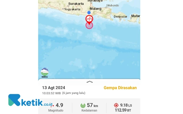 Thumbnail Berita - Gempa M 4,9 Guncang Laut Malang Selatan, BPBD Belum Terima Laporan Kerusakan