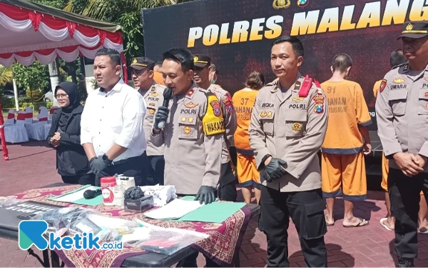 Thumbnail Berita - 10 Tersangka Narkotika Diringkus Polres Malang, Ada Jaringan Lapas